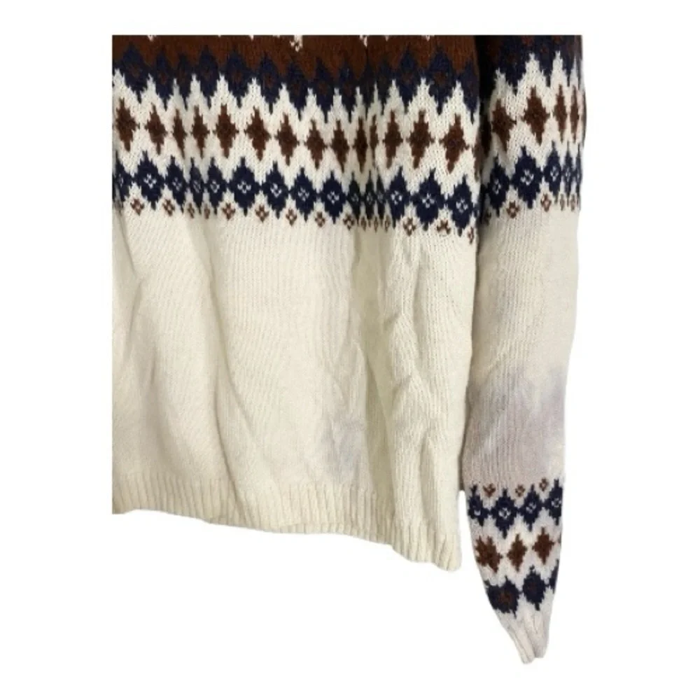 Rachel Antonoff Hot Dog Sweater Cream Fair Isle Pullover Alpaca Wool Medium - Picture 10 of 11